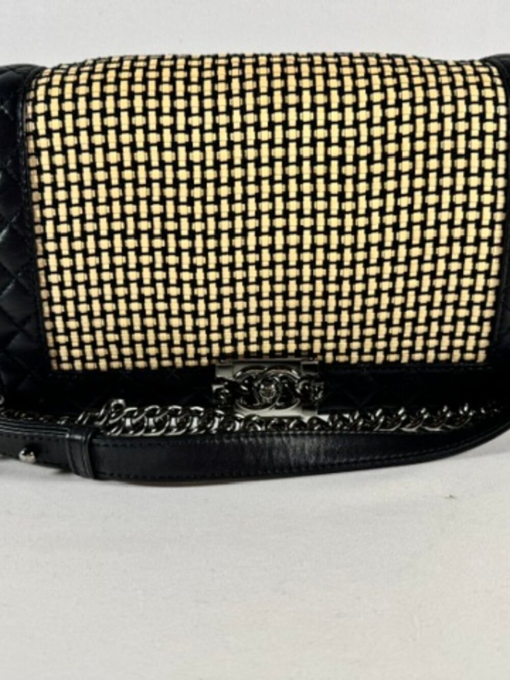 Chanel Reverso Boy Flap Bag Raffia/Lambskin, Series 19 w/ COA & original reciept